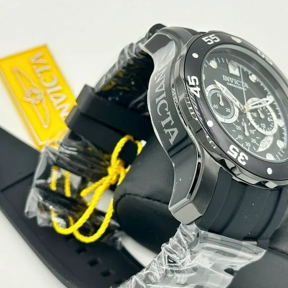 BRAND NEW Invicta Pro Diver Scuba JET BLACK Dial Chronograph Date Watch - Picture 4 of 9